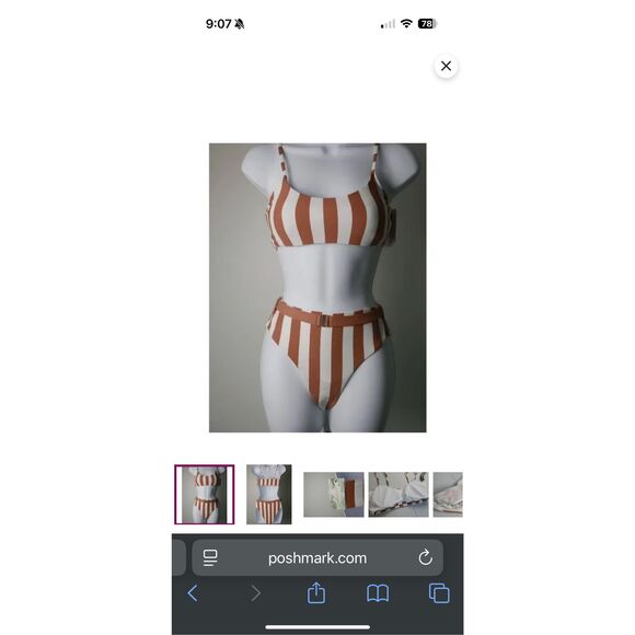 Envya Striped High Waisted Bikini Medium - Picture 1 of 11